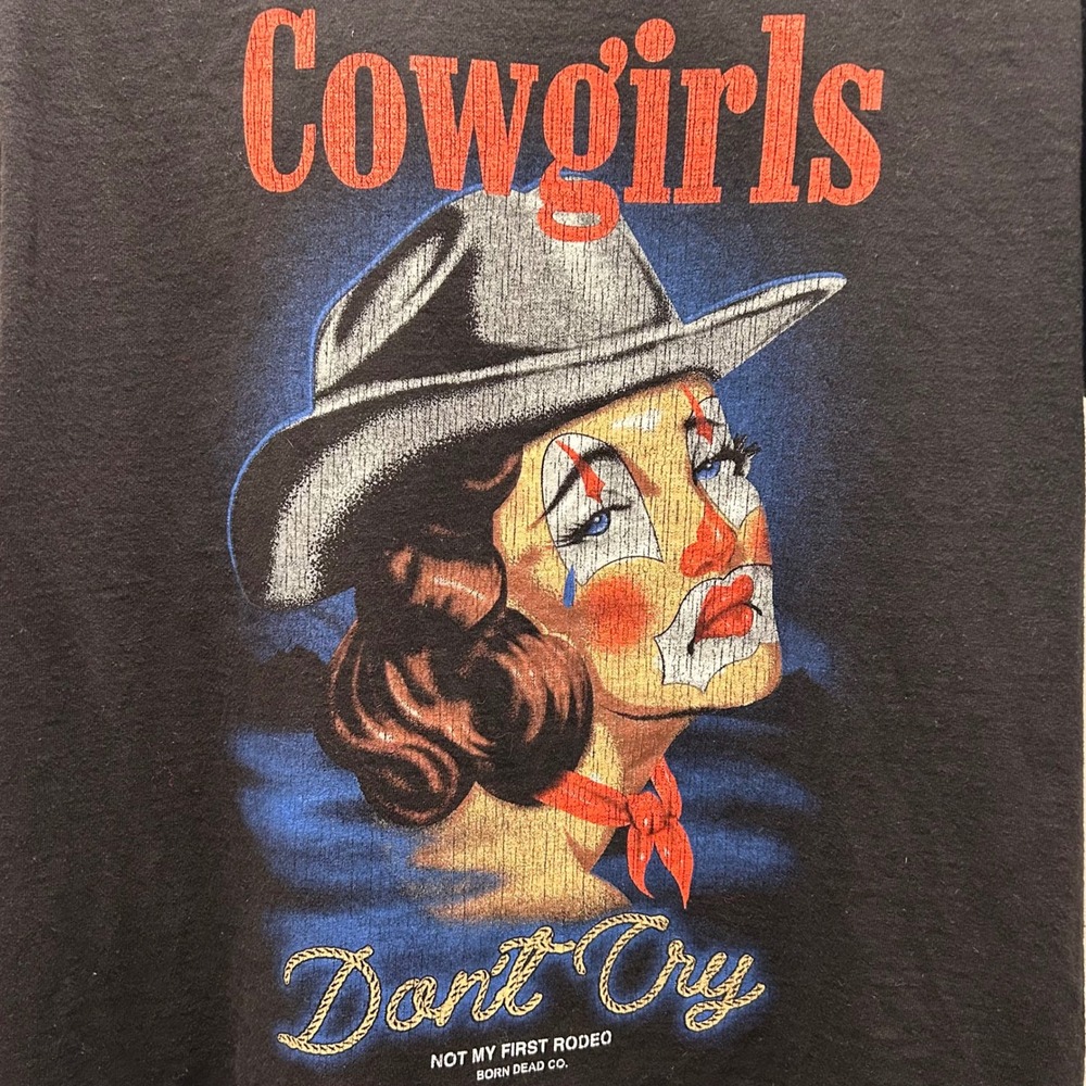 Born Dead Co. Cowgirls Dont Cry Graphic T-Shirt Mens M Black Samborghini Clown